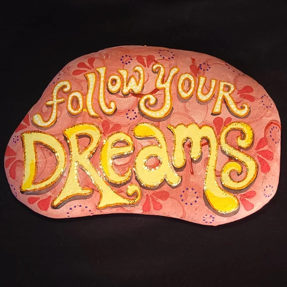 Hand Painted Rock Follow Your Dreams - Picture 2 of 9